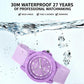 Purple quartz analog wrist watch with silicone strap and round dial