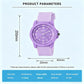 Purple quartz analog wrist watch with silicone strap and round dial