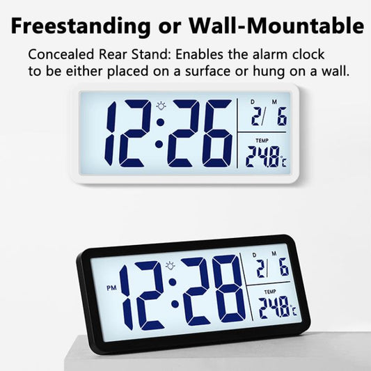 10-Inch LCD Display Desktop Electric Clock with Backlight Large Digital Wall Clock Indoor Thermometer