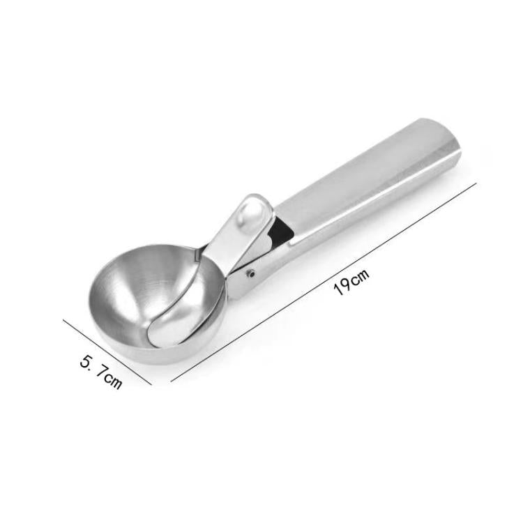 Stainless steel ice cream and fruit ball scoop, rounded scoop bowl and long handle