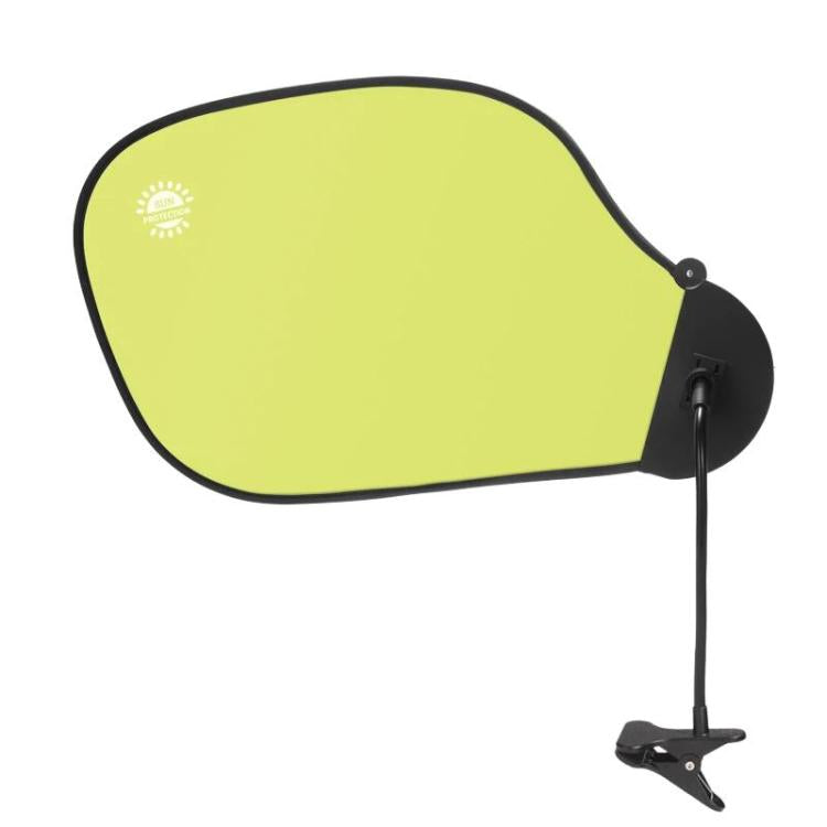 Car windshield sunshade with suction base, lime green anti-glare panel