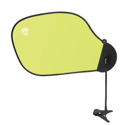 Car windshield sunshade with suction base, lime green anti-glare panel