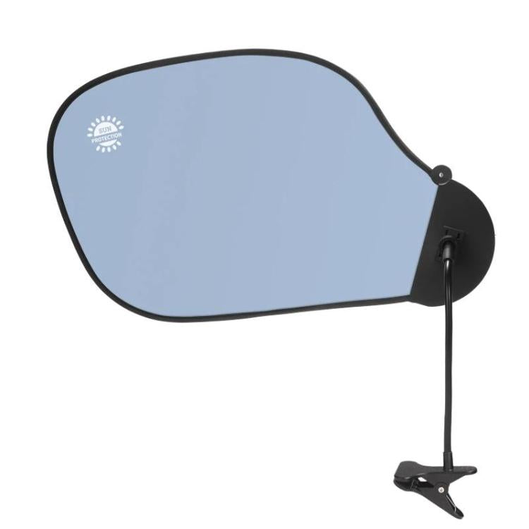 Car windshield sunshade with suction base, light blue anti-glare panel