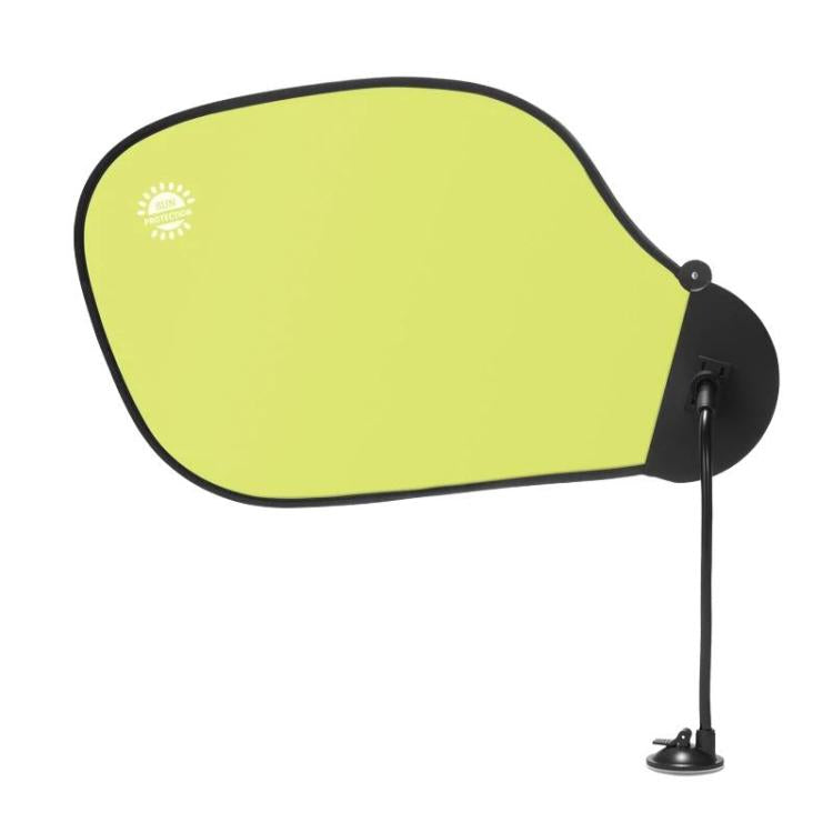 Car windshield sunshade with suction base, lime green anti-glare panel