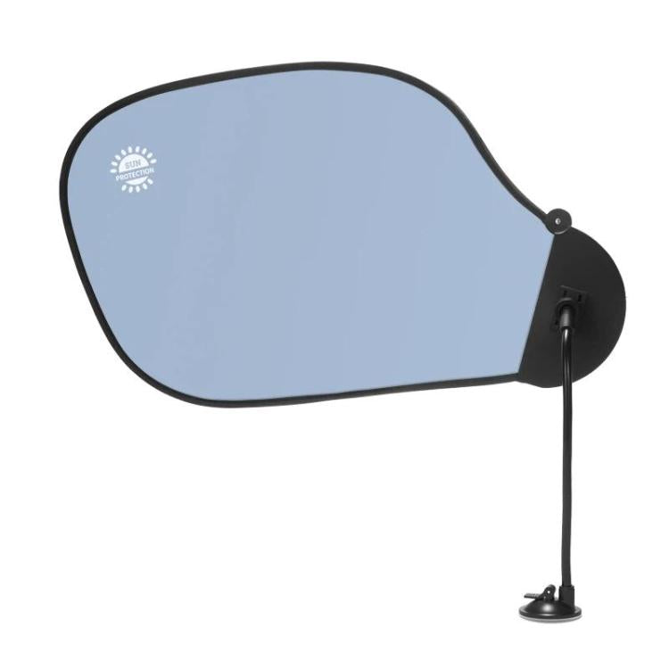 Car windshield sunshade with suction base, light blue anti-glare panel