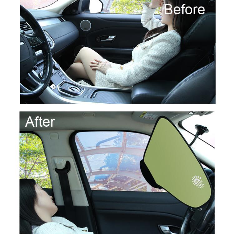 Car window sunshade installed on side glass to reduce glare and heat