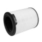 Air purifier filter cartridge with black end ring and white pleated filter body