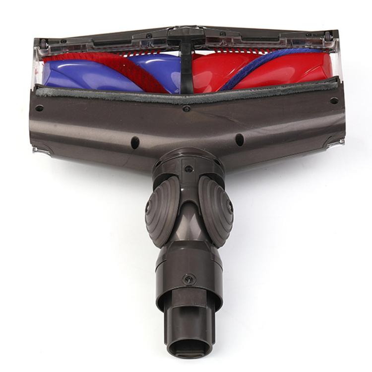Motorized floor brush underside with twin roller brushes and suction opening