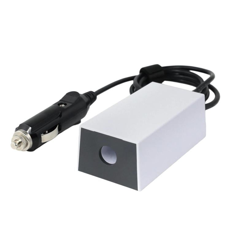 Car inverter power adapter with black cable and silver car plug
