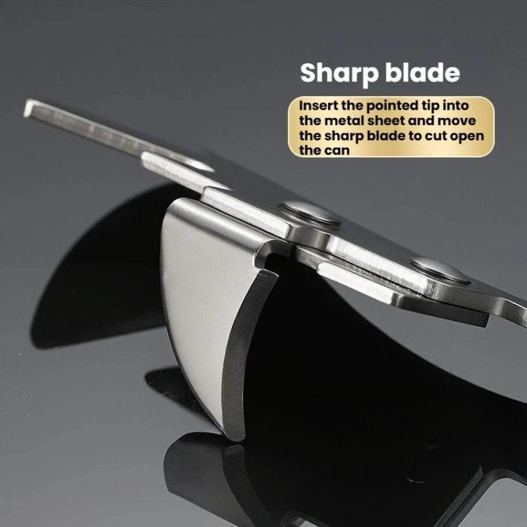 Stainless steel can opener with pointed cutting blade for can rims