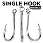Single fish hooks, shiny silver with ring eye and curved barbed needle points