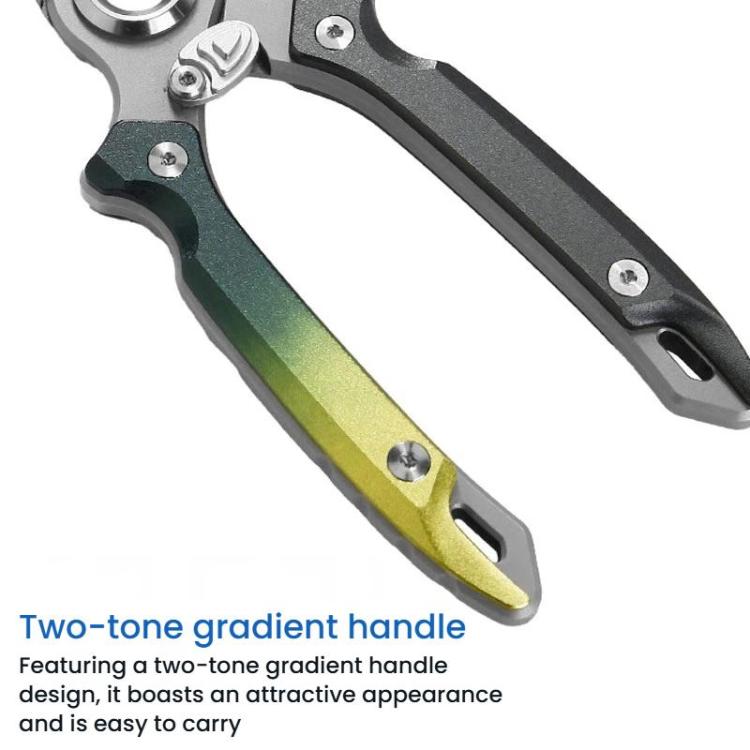 Two-tone gradient handle lure pliers with finger holes and stainless steel jaws
