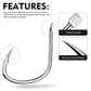 Octopus circle fishing hook with barbed point, shiny silver metal