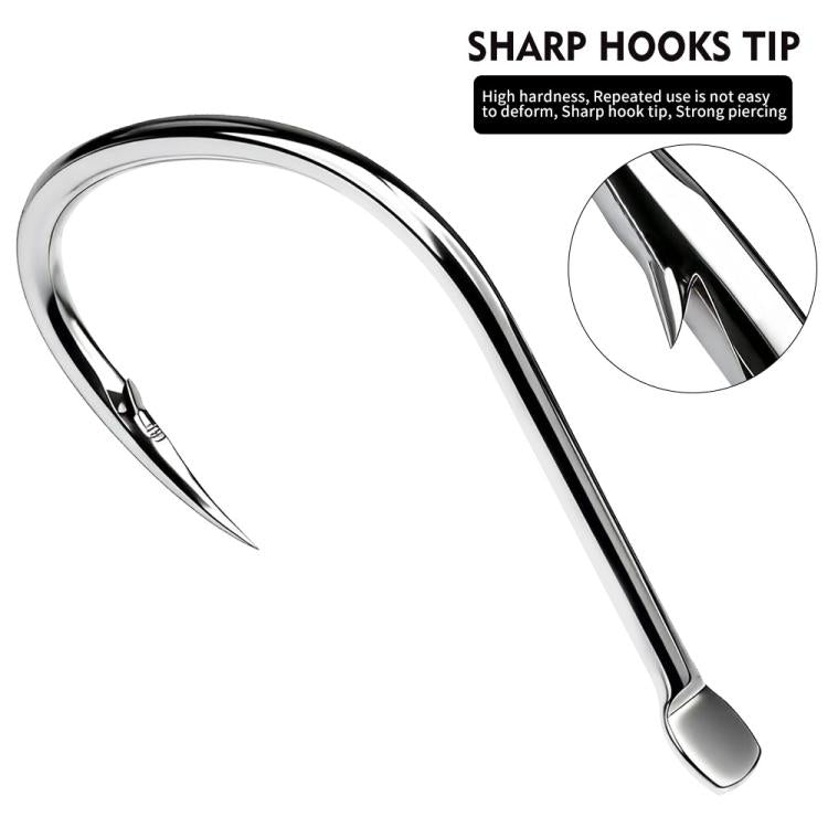 Octopus circle fishing hook tip with barbed barb, polished silver finish