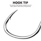 Single octopus circle fishing hook, sharp barbed tip, polished silver metal