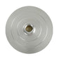 Silver grinding disc with recessed center threaded hole and concentric circular bands