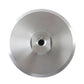 Flat metal grinding disc viewed from an angle, showing central threaded hole
