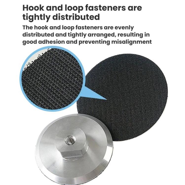 Self-adhesive grinding tray with black hook-and-loop pads and metal center mount