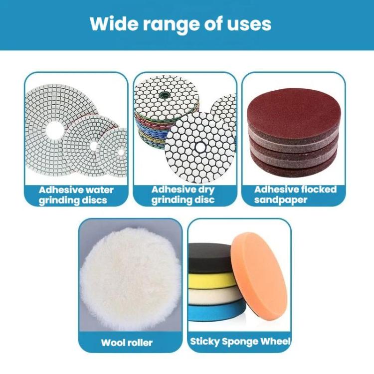 Adhesive grinding discs for wet, dry, and paper use, with stacked pads shown