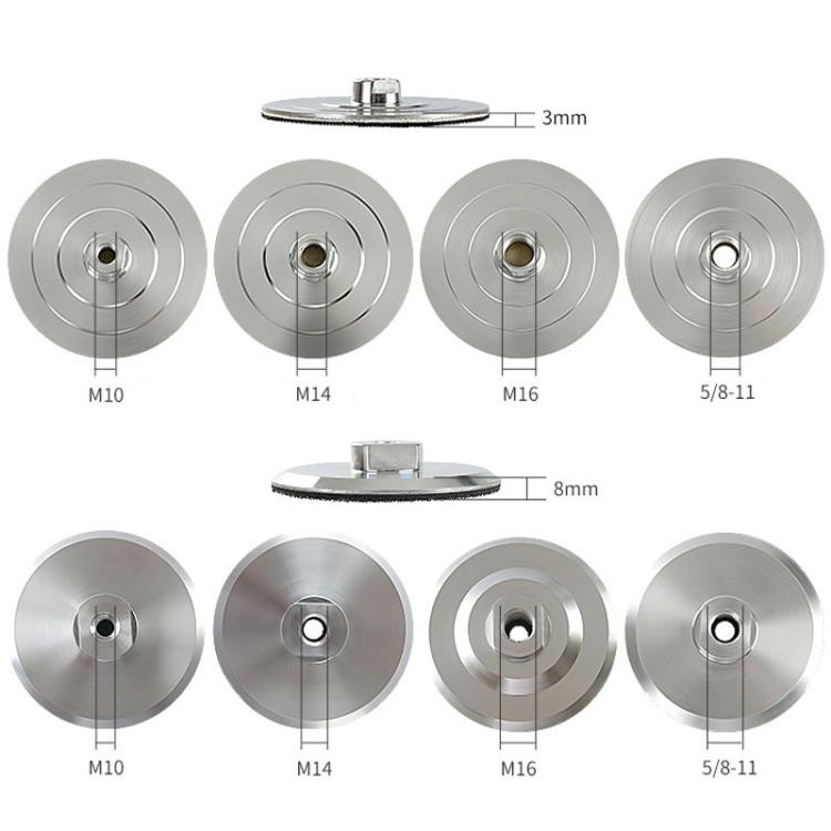 Set of metal adhesive grinding discs with threaded holes: M10, M14, M16, 5/8-11