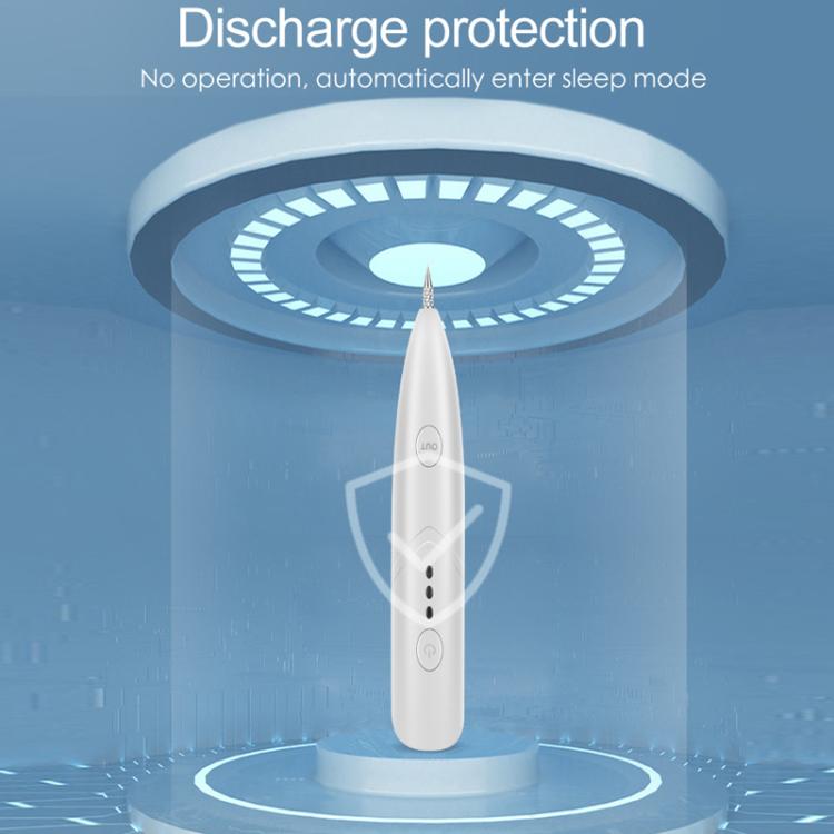 White mole removal pen in a protective charging base with indicator lights