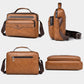Men's WEIXIER PU crossbody shoulder bag, brown, zip compartments and adjustable strap