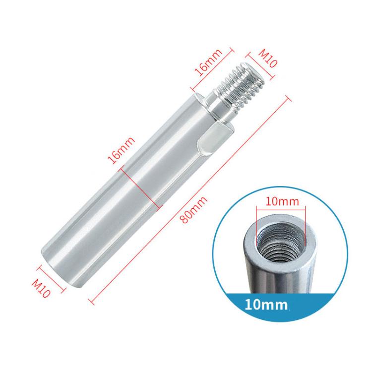 M10 angle grinder extension shaft with threaded ends, 8 cm length