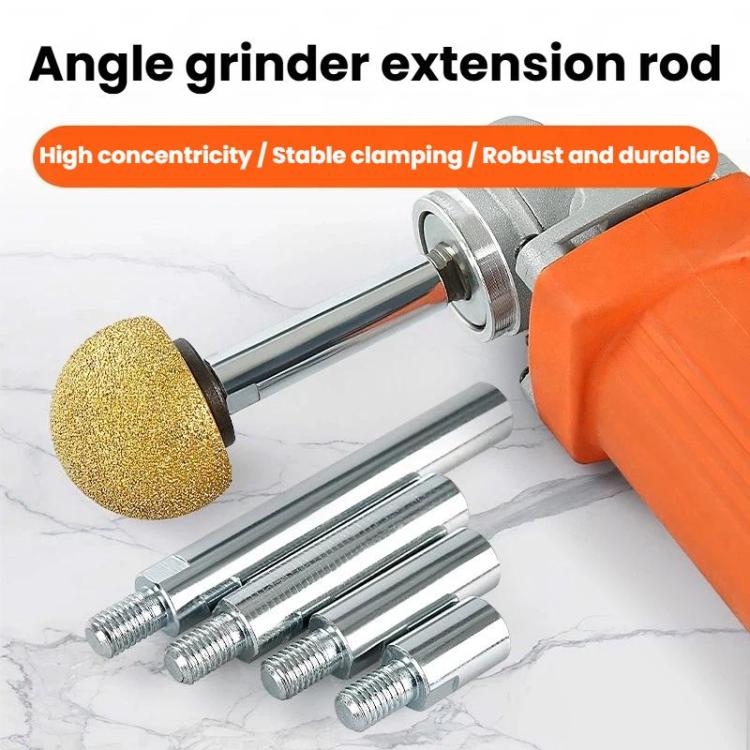 Angle grinder extension rod set with multiple threaded shafts for grinding