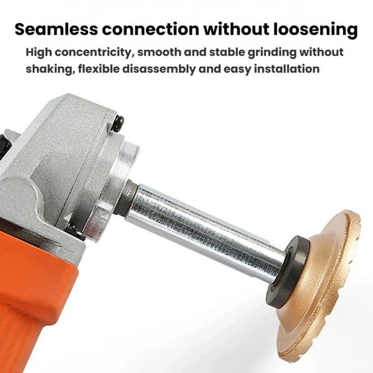 Angle grinder extension shaft connected between grinder and grinding wheel