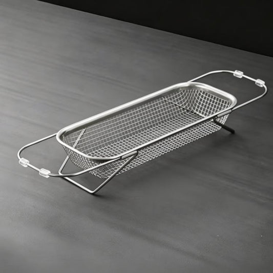 Expandable Over The Sink Colander Strainer 304 Stainless Steel Fine Mesh Drain Basket With Adjustable Arms And Standing Feet, Small, Medium, Large, Extra Large