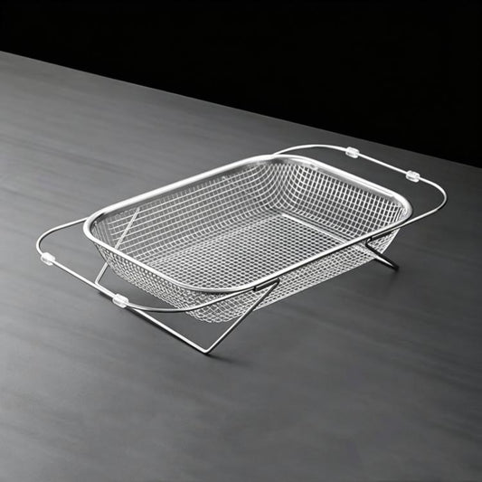 Expandable Over The Sink Colander Strainer 304 Stainless Steel Fine Mesh Drain Basket With Adjustable Arms And Standing Feet, Small, Medium, Large, Extra Large