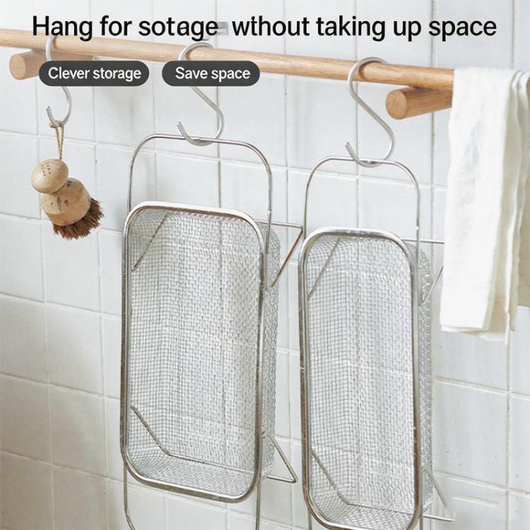 Expandable sink colander strainer, two fine mesh baskets hanging for storage
