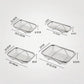 Expandable sink colander strainer with fine mesh basket, adjustable arms and feet, shown sizes