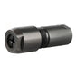 Metal and black grinder chuck adapter with front mounting opening and knurled threads