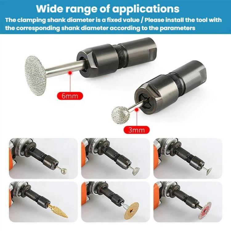 Grinder chuck adapter with two grinding shanks sized for 3mm and 6mm tools