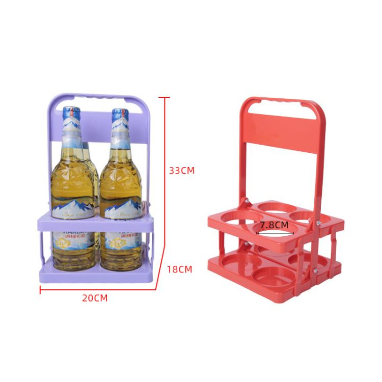 Red 4-hole foldable drink carrier, about 20cm wide, 18cm tall, 7.8cm deep