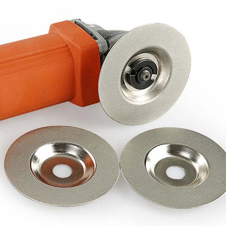 Electroplated emery grinding discs, two silver wheels with center holes and mount