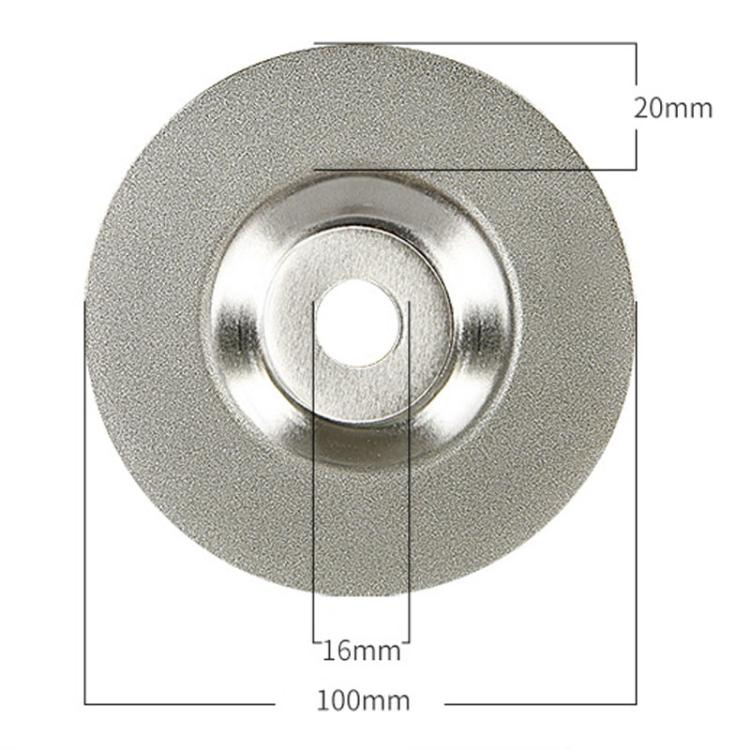 Electroplated emery grinding wheel disc, 100mm outer diameter, 16mm center hole