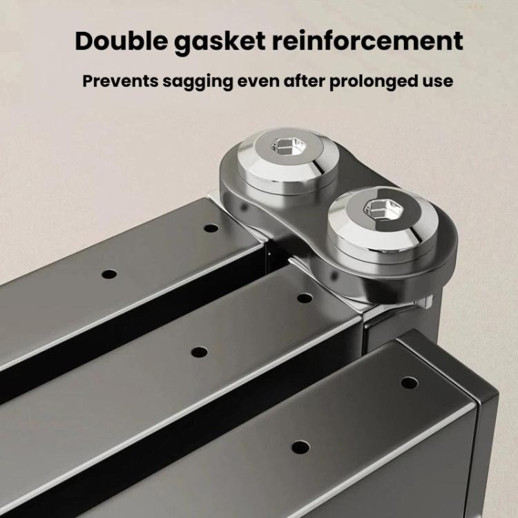Metal shower curtain partition mounting rail with double gasket reinforcement