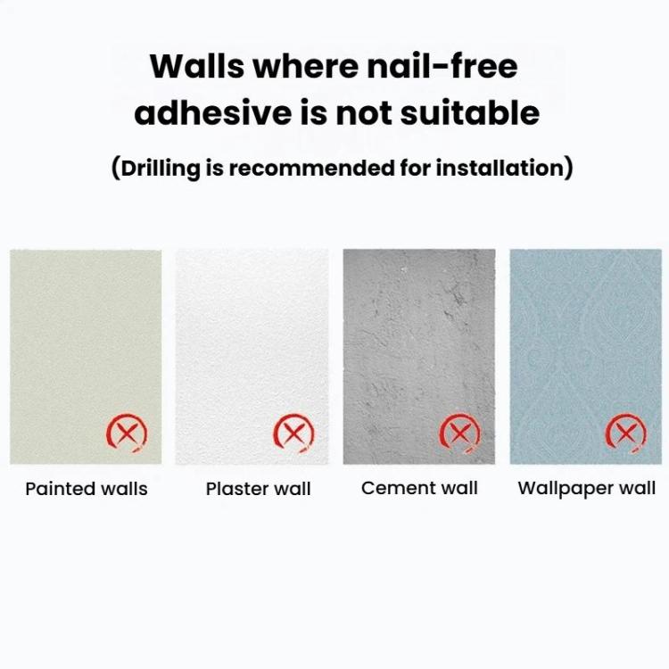Warning for shower partition on unsuitable walls: painted, plaster, cement, wallpaper