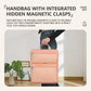 Apricot luggage organizer bag with two connected front sections and zipper