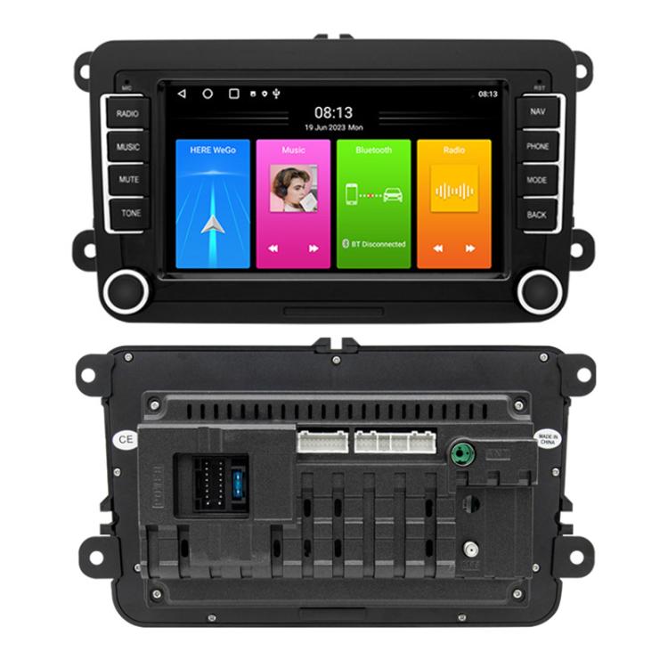Black 7-inch car navigation head unit front display plus rear connection panel with ports