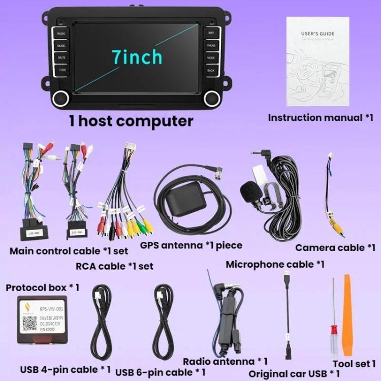 Car navigation system kit with touchscreen head unit, cables, GPS antenna and microphone
