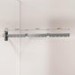 Grey retractable folding clothes drying rack, bar with 3 folding sections and wall brackets