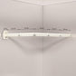 White retractable folding clothes drying rack, bar with 5 folding sections and wall brackets