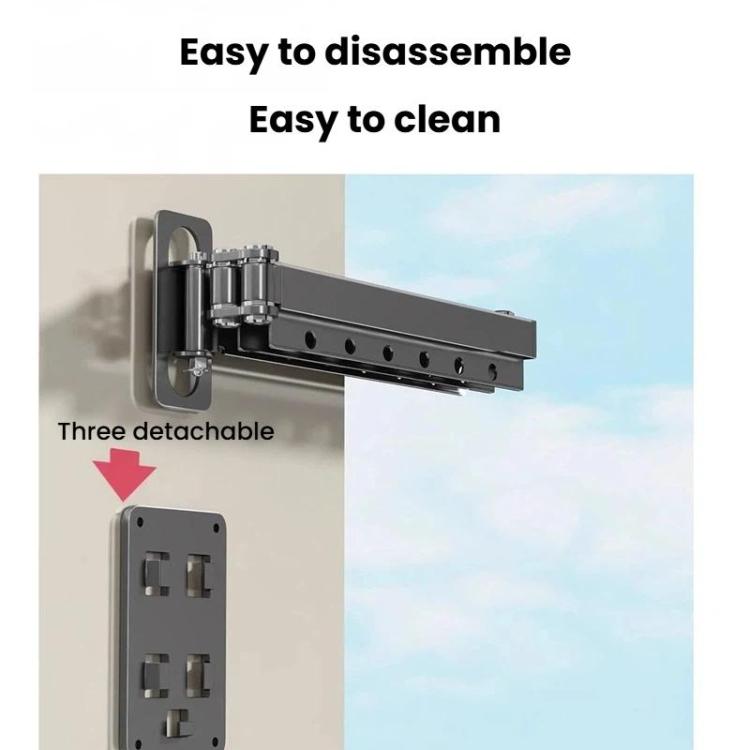 Drill-free wall mount clothes drying rack bracket with detachable mounting plate