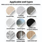 No-drill clothes drying rack wall surface compatibility icons: tiles, glass, metal, wood