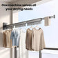 Wall-mounted folding clothes drying rack with multiple bars and hanging pegs
