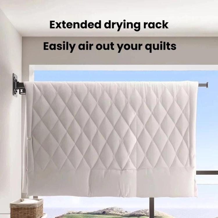 Extended wall drying rack for large quilts with light bar and side mounting