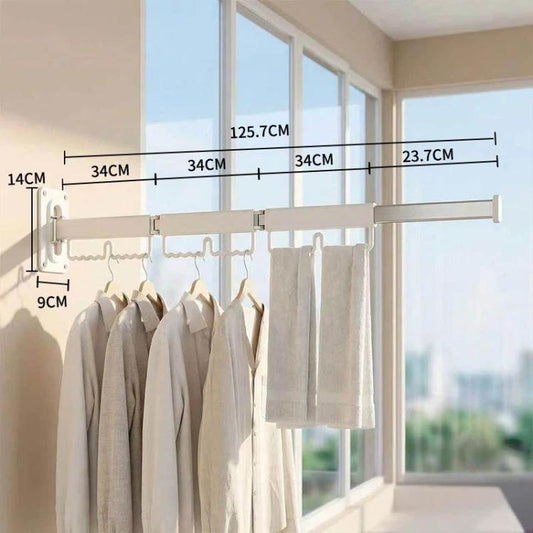 Household Rotatable Folding Clothes Drying Rack Wall-Mounted Drill-Free Retractable Clothes Rod, 1-Fold White, 2-Fold White, 3-Fold White, 4-Fold White, 5-Fold White, 1-Fold Grey, 2-Fold Grey, 3-Fold Grey, 4-Fold Grey, 5-Fold Grey